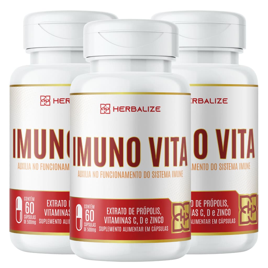 Kit 3 Suplementos Alimentares Imuno Vita 60 Cápsulas