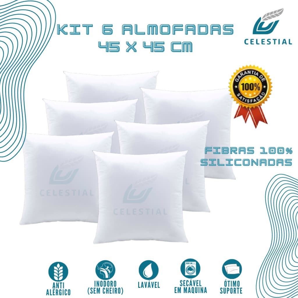 KIT ENCHIMENTO ALMOFADA 45X45CM FIBRA SILICONADA Clássico