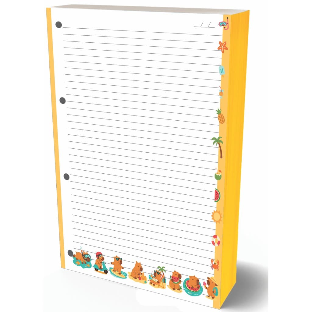 Refil Argolado 90g 80 Folhas Cute Capivara Caderno Fichario