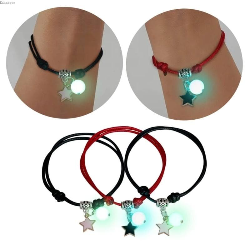 3 Peças Pulseiras Casal Estrela Lua Gato Luminosas Para Amizade Irmã Homem Joias Da Sorte