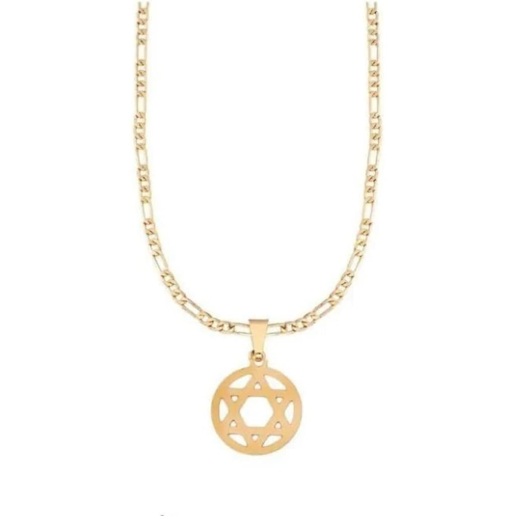 Corrente Masculino Com Pingente Estrela De Davi Banhada 18k