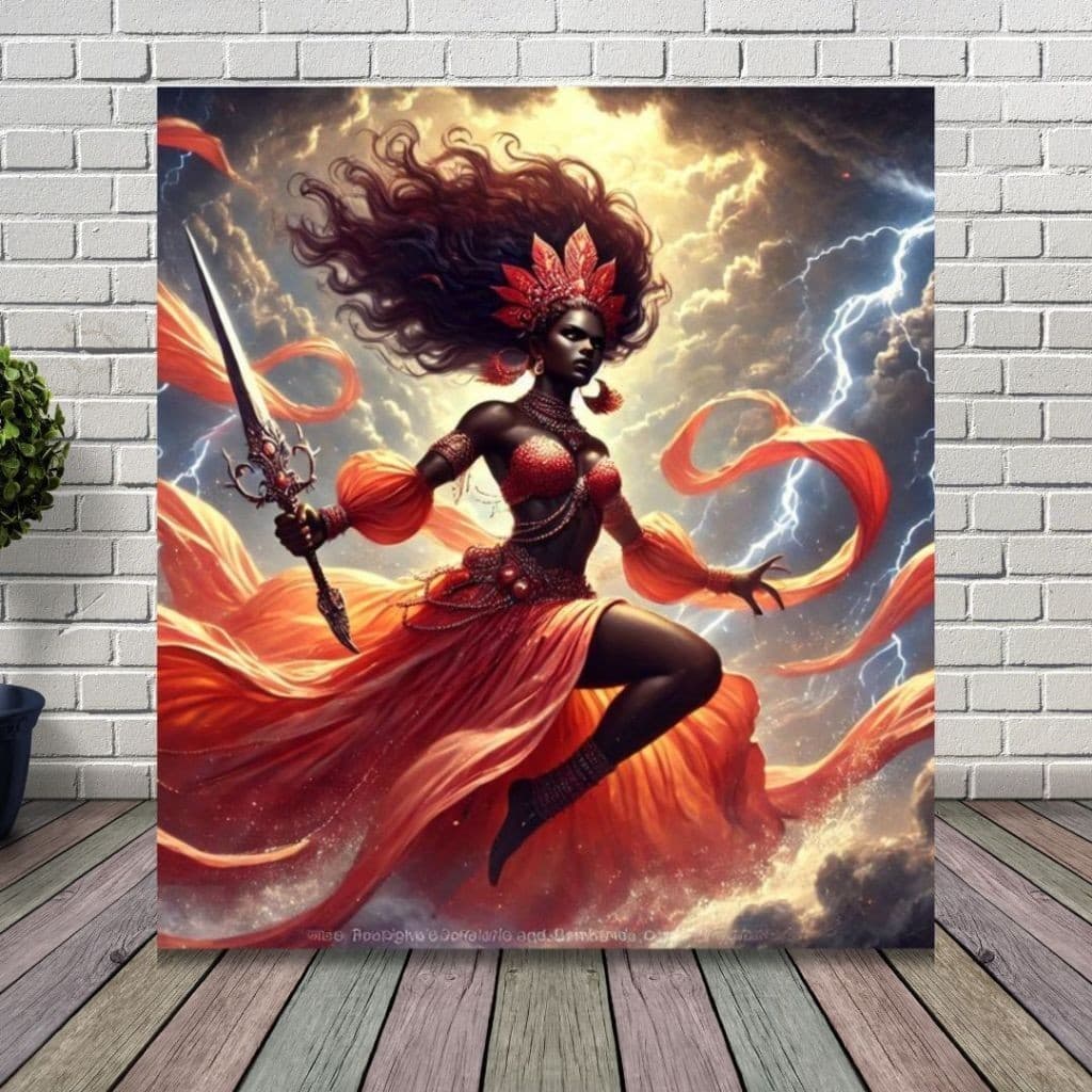 QUADRO DECORATIVO ORIXÁ YANSA OYÁ UMBANDA E CANDOMBLÉ PLACA MDF COD.086