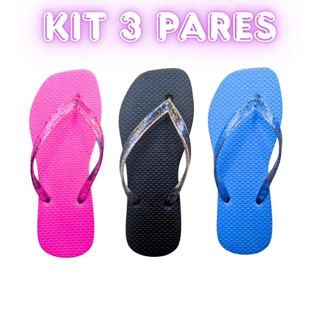 Kit 3 Pares Chinelo Feminino Barato Promoção Macio Confortável Envio Imediato