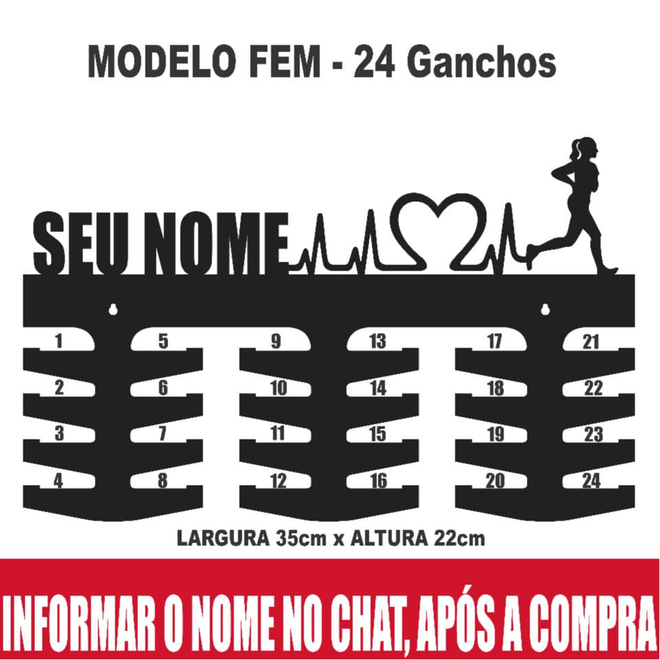 ‍️‍️ Porta Medalhas de Corrida Personalizado com Nome – MDF Vazado ️
