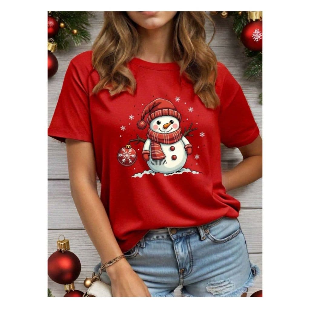 Camiseta Básica Tshirt Slim Boneco Neve Feliz Natal Algodão Moda Unissex