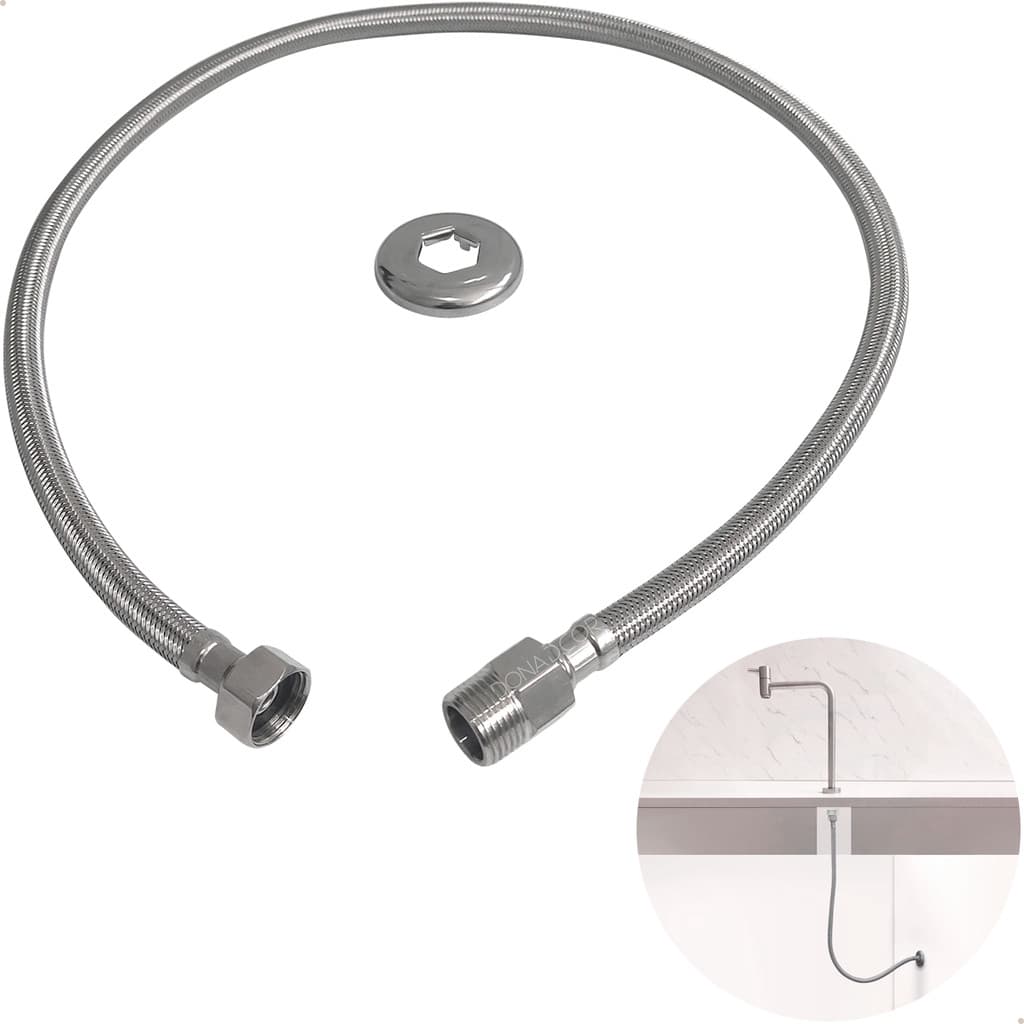 Engate Flexível Rabicho 120cm Aço Inox Macho Femea Mangueira Trançada 1/2 Polegada Torneira Banheiro