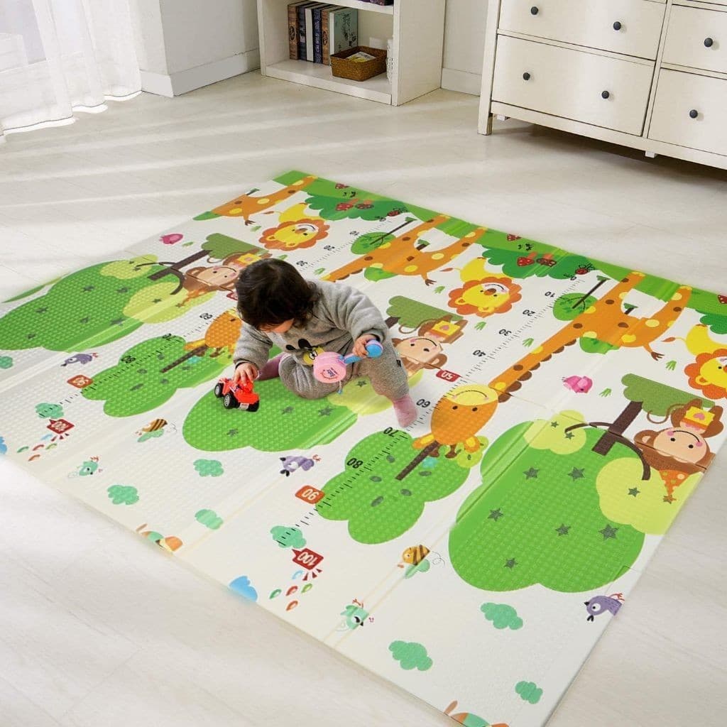 Tapete De Atividade Bebe Tatame Infantil Saquinho de Viagem 200x180cm Bebê Dupla Face Emborrachado