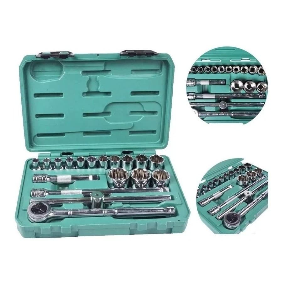 Jogo de Soquetes Estriado 1/2" - 10 A 32mm Sata 18 Pecas ST09203SJ