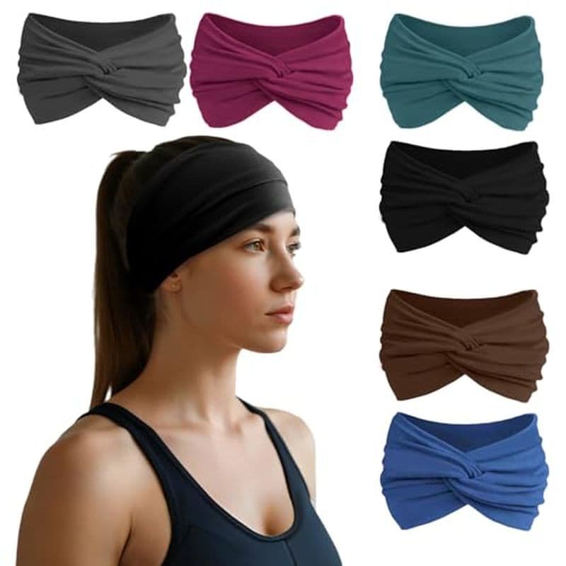 Tiaras HSEM Para Mulheres , Faixas De Cabelo Largas Sem Silp Elásticas De Cabeça Grossas Suor Esportivas Macias Treino E