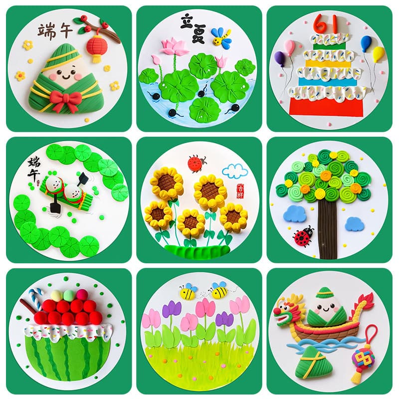 Feito à mão diy pacote de Material de pintura em argila dragão barco Festival verão jardim de infância alunos da escola