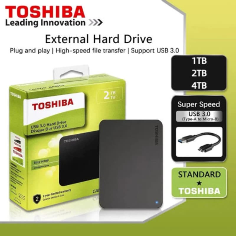 ⚡️TOSHIBA⚡️ Disco Rígido Externo HD 1TB/2TB/4TB SSD 1TB USB 3.1 Tipo C Interface De Alta Qualidade