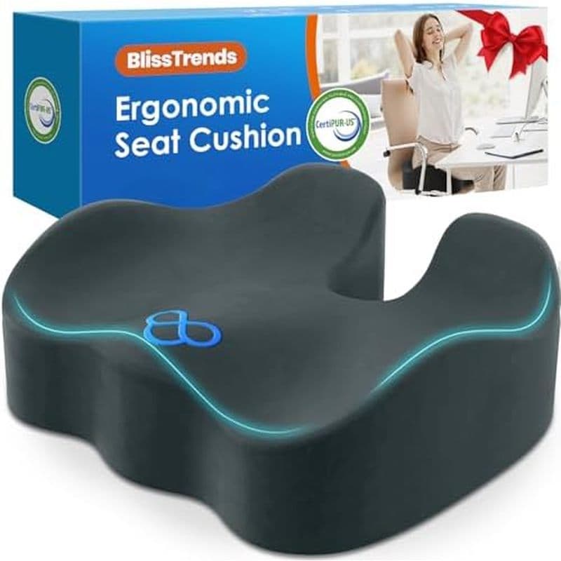 Almofada De Assento BlissTrends Com Capa De Veludo , Almofadas Grossas De Espuma Viscoelástica Para Cadeira De Escritóri