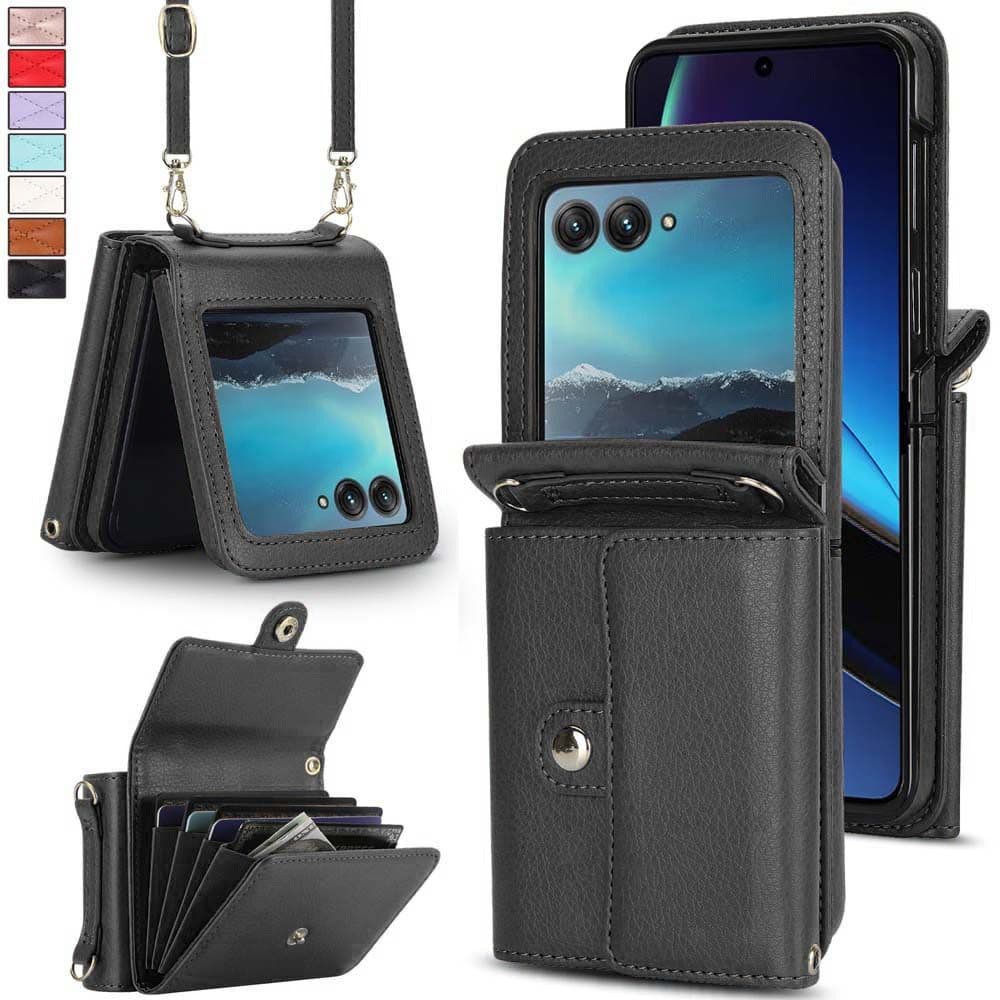 Capa Carteira Crossbody Para Motorola Razr 70 Ultra 2026 Com Porta-Cartões , Flip Cordão Removível Bloqueio De RFID De C