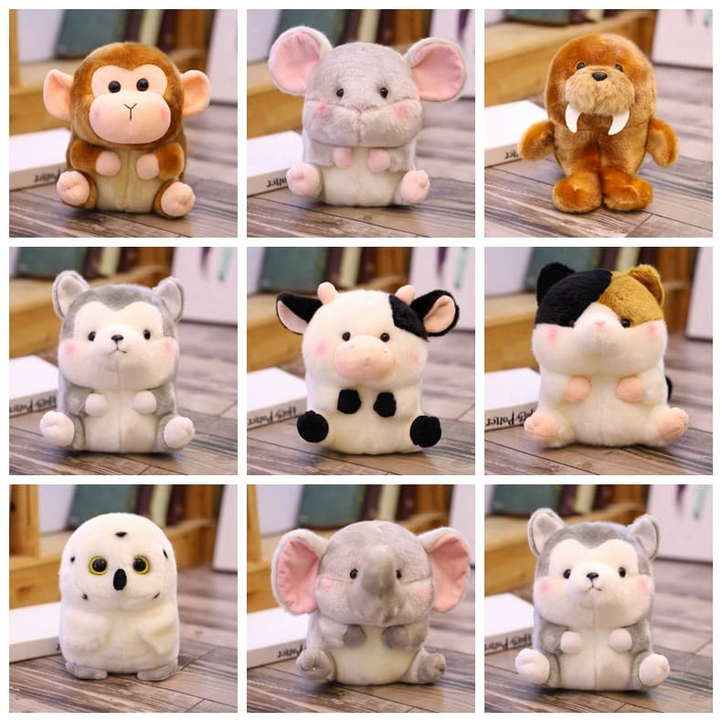 Animal esférico brinquedo de pelúcia boneca vaca Husky elefante coruja morsa macaco Ragdoll boneca