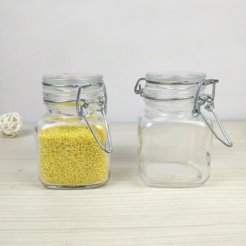 Frasco de armazenamento com fivela, garrafa de vidro redonda para doces, jarra de chá, vela selada, garrafa de tempero,