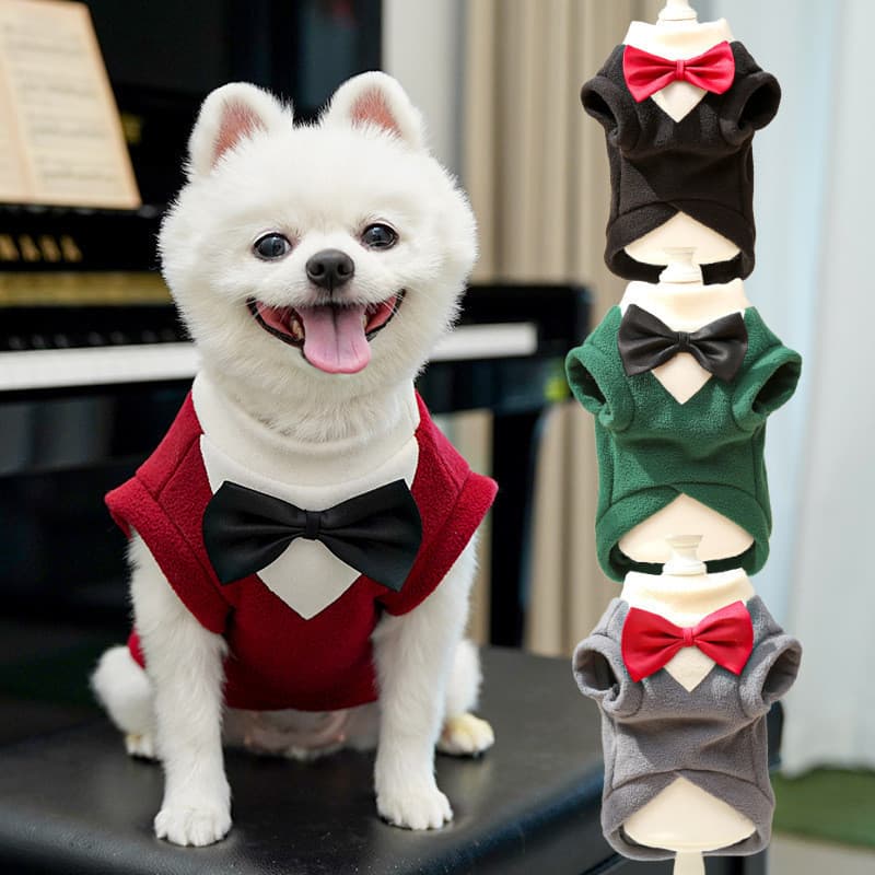 Terno Para Cachorro Outono E Inverno Com Gravata Borboleta , Vestido Formal Animais De Estimação Cães Pequenos , Médios