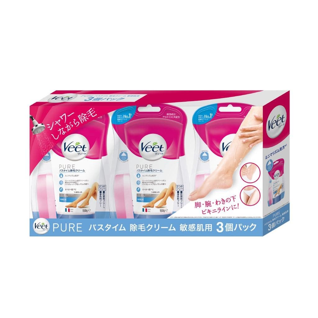 Veet Pure Bathtime Creme Depilatório para Pele Sensível 3 peças