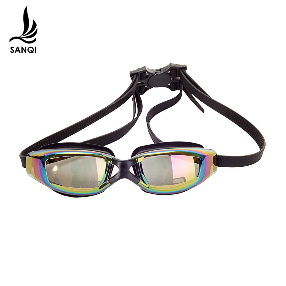 Sanqi óculos de natação anti-nevoeiro masculino feminino óculos de natação à prova dwaterproof água anti-nevoeiro miopia