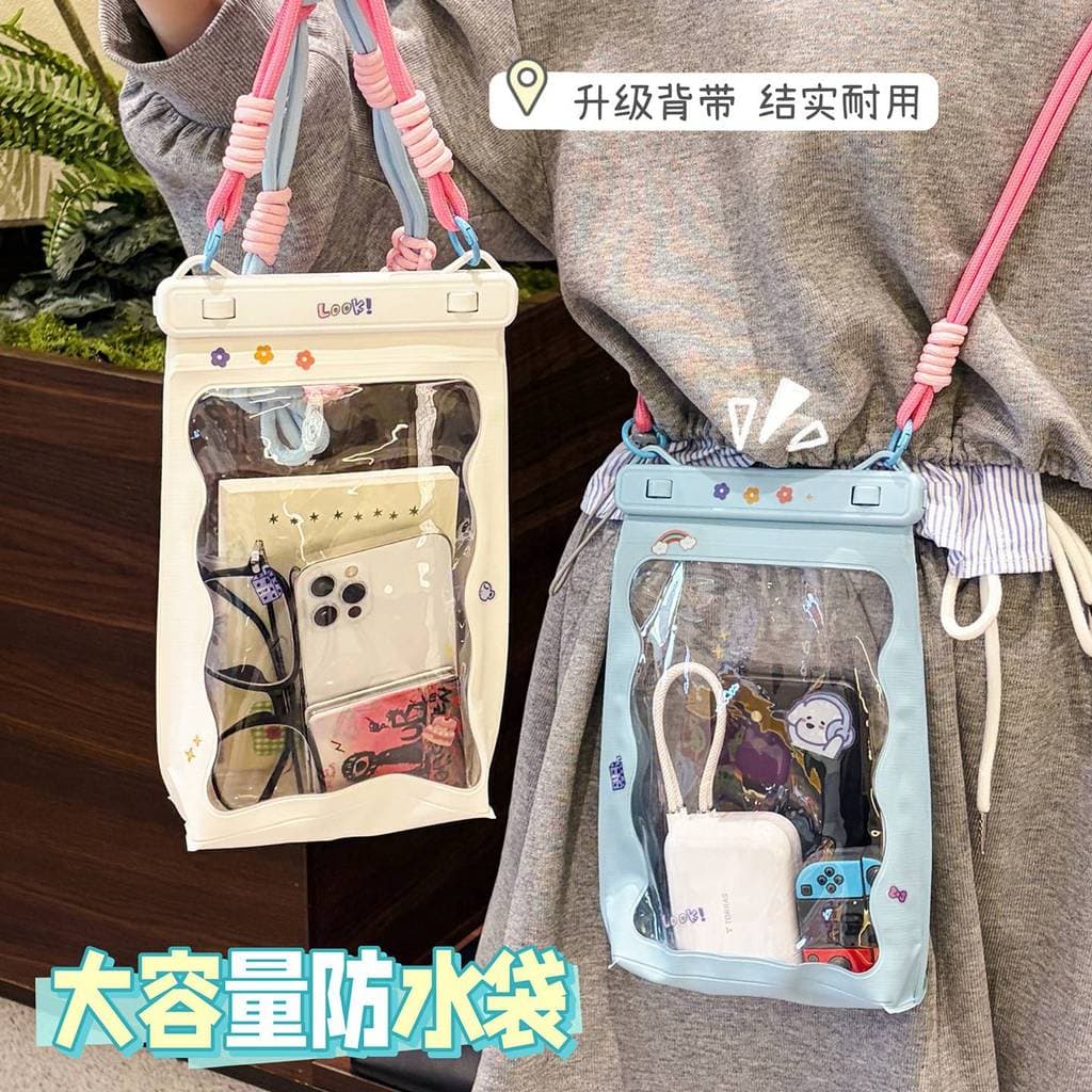 Bolsa à prova d'água para celular, grande capacidade, tela sensível ao toque, foto transparente, ambiente externo, praia