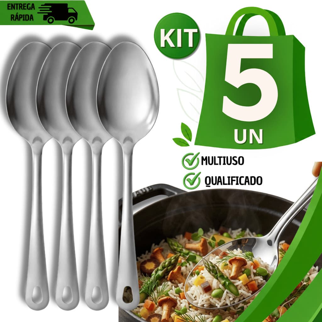 Colher De Arroz Colheres de Servir Aço Inox 25,4cm Resistente Cozinha Arroz Feijão Salada Cozinha Buffet Multiuso