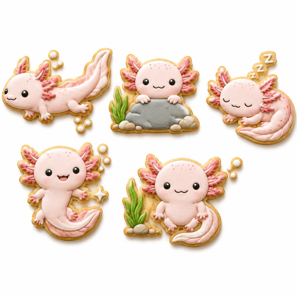Kit 05 Cortadores de Biscoitos Cookie Tema Fofinho Axalotes
