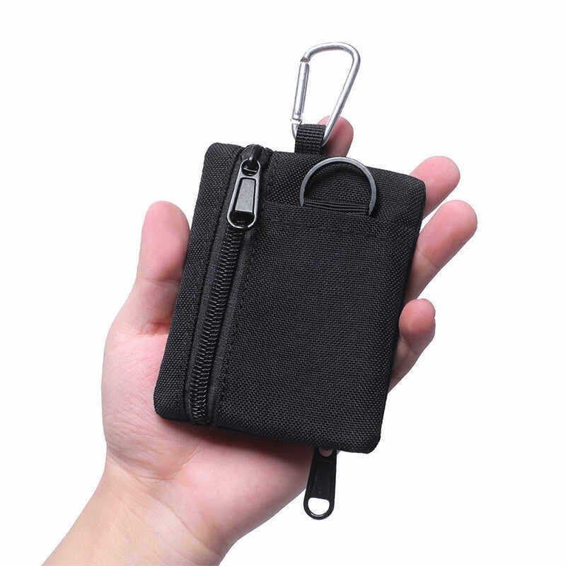 Mini Carteira de Lona com Zíper, Pequena Bolsa Portátil para Esportes ao Ar Livre, Bolsa de Armazenamento Multifuncional