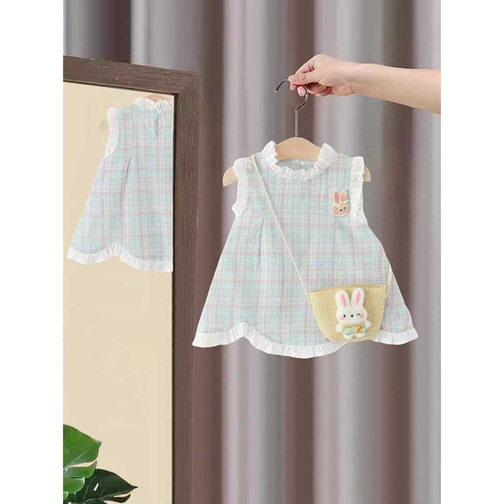 Meninas vestido de verão colete vestido 2026 novo estilo vestido xadrez verão de princesa crianças de ve
