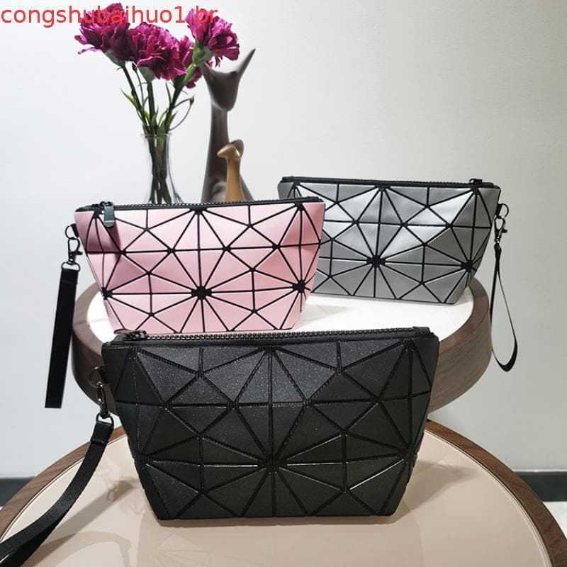 Bolsa cosmética pequena dobrável exclusiva portátil com diamante fosco
