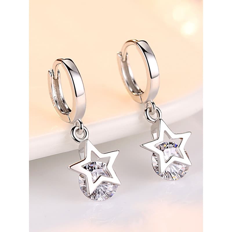 Novo estilo S925 brincos de prata zircão Starlight pequenos brincos moda feminina coreano elegante brincos hipoalergênic