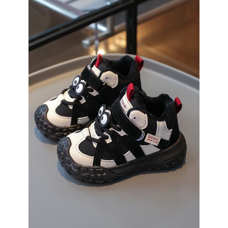 Crianças sapatos de inverno velo meninos dos desenhos animados bonito bebê quente dois sapatos de algodão meninas moda n