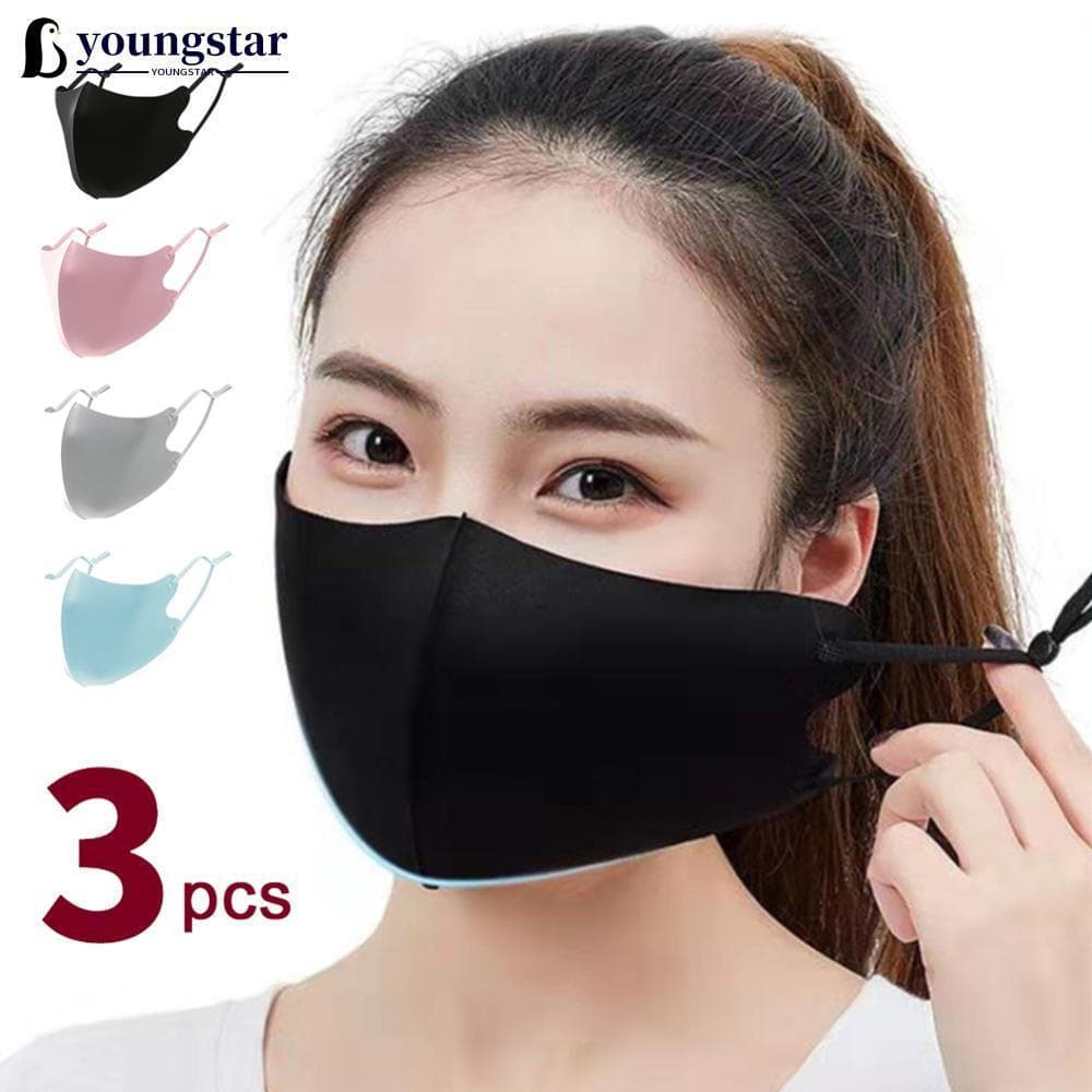 YOUNGSTAR 3 Unidades De Máscaras De Seda Gelada Laváveis Com Filtro Antipoeira Máscara Facial Para Adultos D7H4