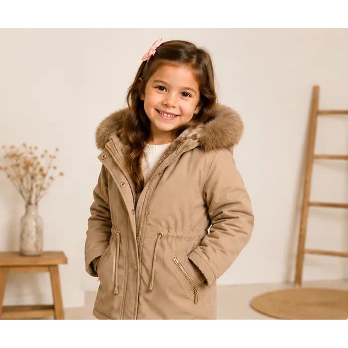 Jaqueta Parka Infantil Menina Peluciada Touca Removível 4144