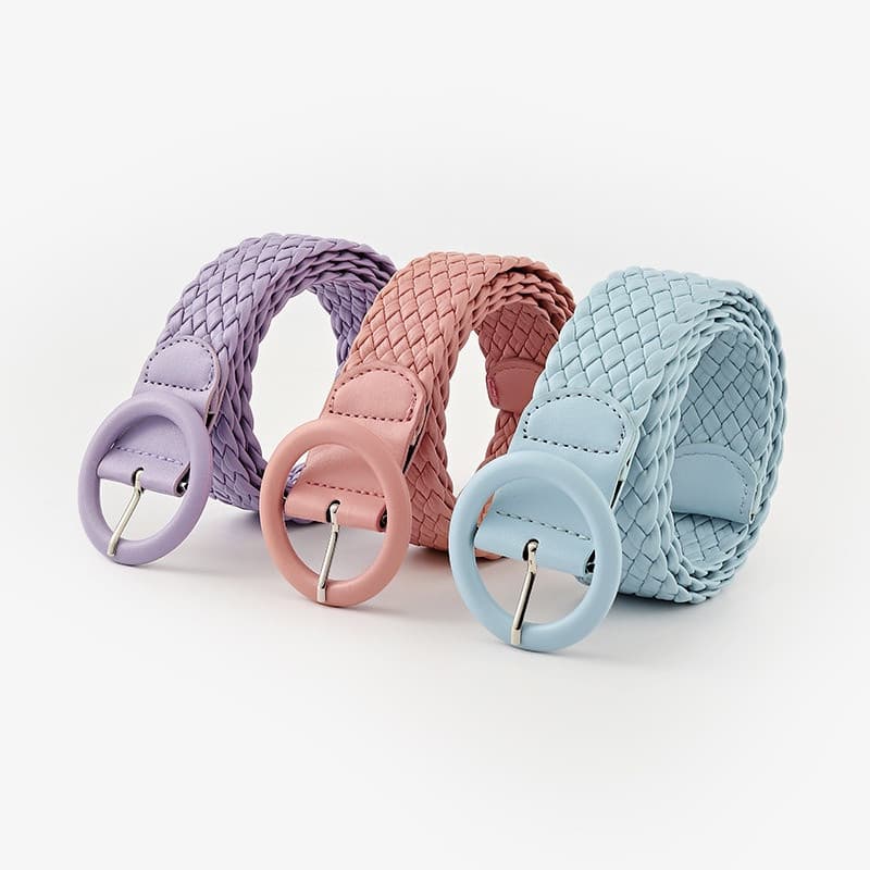 Nova Fashion Cinto Longo de Couro Redondo com Fivela em Doze Cores para Mulheres Decoração Tecida Versátil 0RQA