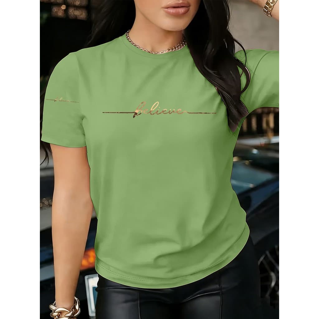 Camiseta Feminina Nova Lançamento Feita em 100% Algodão Linda Para passeios Etc...