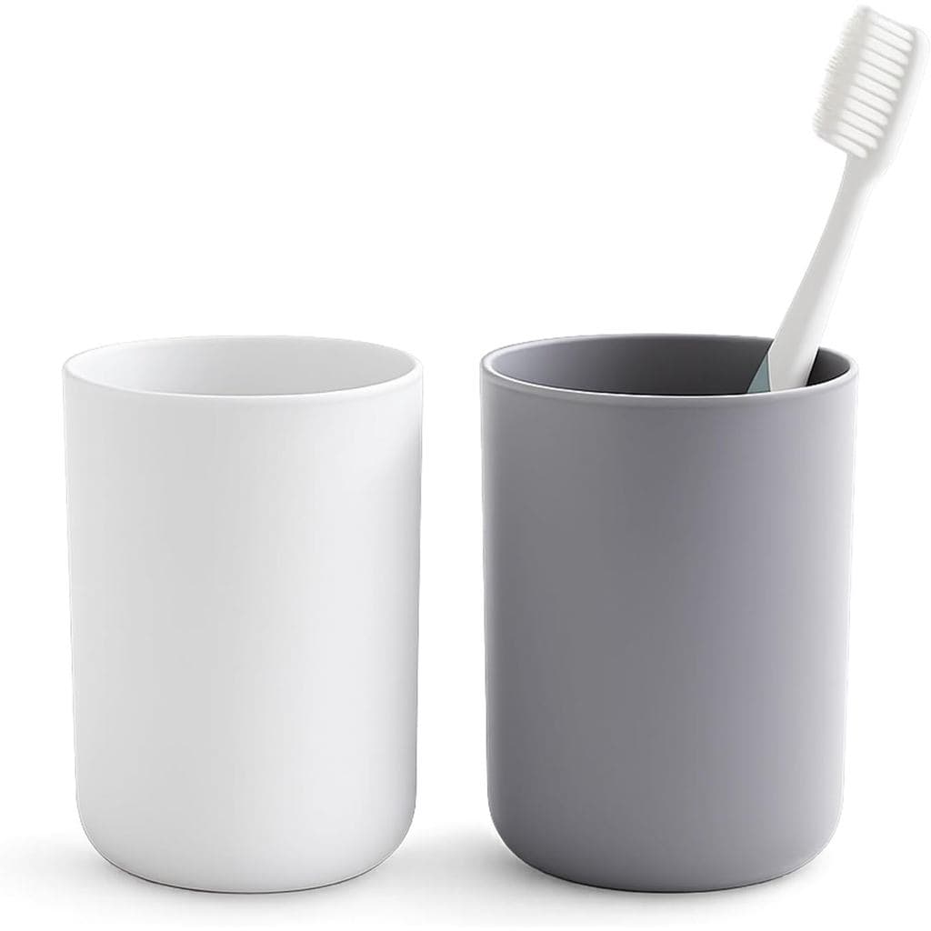 2 Copos para Banheiro, Copo Reutilizável de Plástico para Escova de Dentes, Inquebrável para Escova de Dentes, C