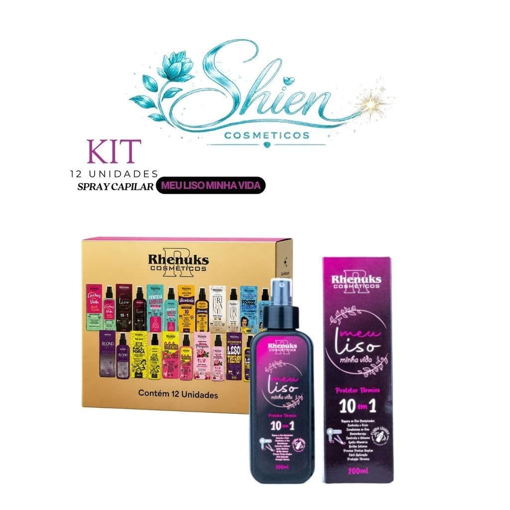 Kit 12 Unidades Spray Capilar Meu Liso Minha Vida 200ml Rhenuks (Afilhado)