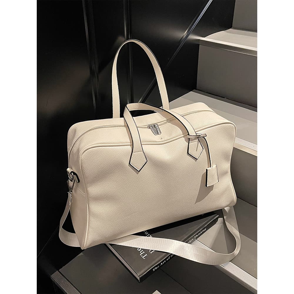 Bolsa de viagem de curta distância de grande capacidade feminina estilo Hong Kong bolsa de cor sólida Cross-body saco de