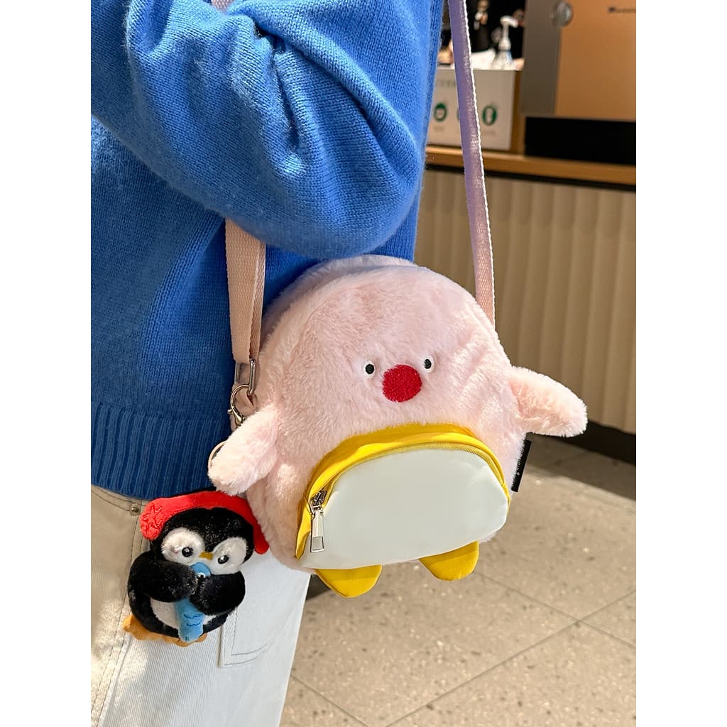 Estilo japonês ins estilo pinguim saco de pelúcia feminino bonito dos desenhos animados saco do mensageiro de alto valor