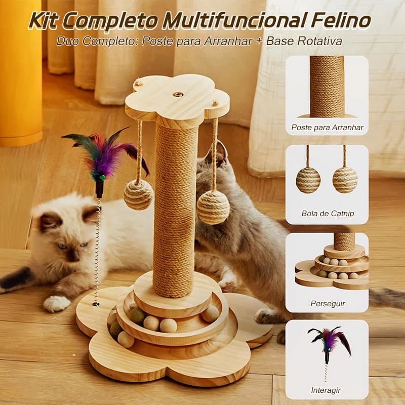 Arranhador Para Gatos Material De Sisal Com Bola Para Animais De Estimação E Provocador Para Gatos Brinquedo Para Gatos