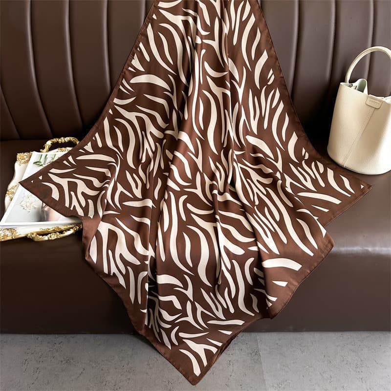 Lenço de seda listrado de 90x90 cm, lenço multifuncional de sarja, lenço quadrado grande de luxo leve, de proteção