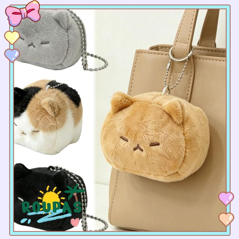 Chaveiro De Pelúcia De Gato ROUPAS , Pingente Gatinho Com Corrente De Contas Macias E Fofas , Design De Desenho Animado