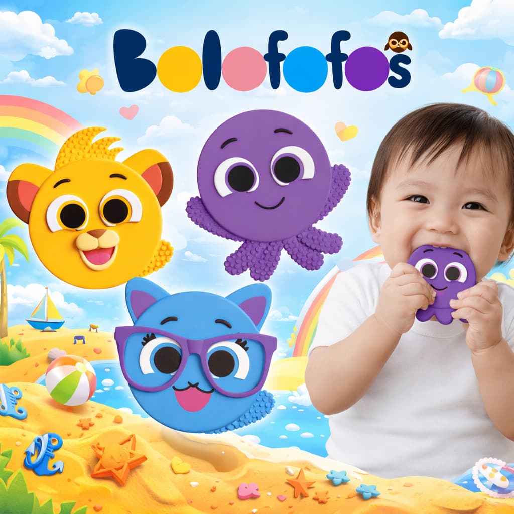 Mordedor Bolofofos Macio Textura Massageadora Dentinhos Bebê Infantil Pow Rick Sophie Pais e Filhos