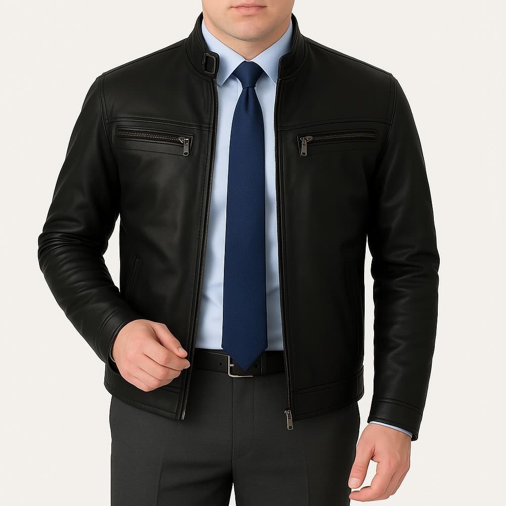 Jaqueta Social Executiva Masculina De Couro Forrado Confortável Elegante Importada