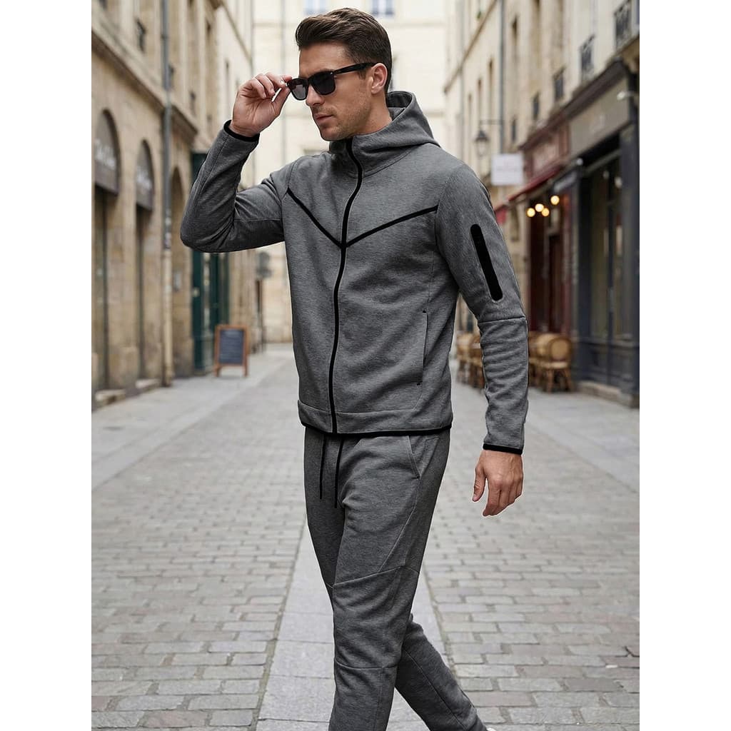 Novo estilo costura cor sólida zíper bolso com capuz Cardigan