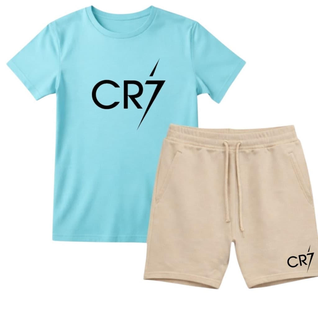 Kit Camiseta + Short Moletom CR7 Infantil e Juvenil Conjunto Cristiano Ronaldo Infantil/Juvenil Otima Qualidade