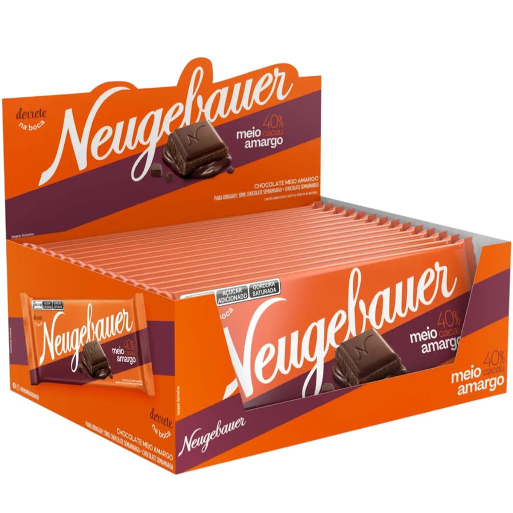 Chocolate em Barra Neugebauer 40% Cacau Meio Amargo 80g Display C/16 Unidades