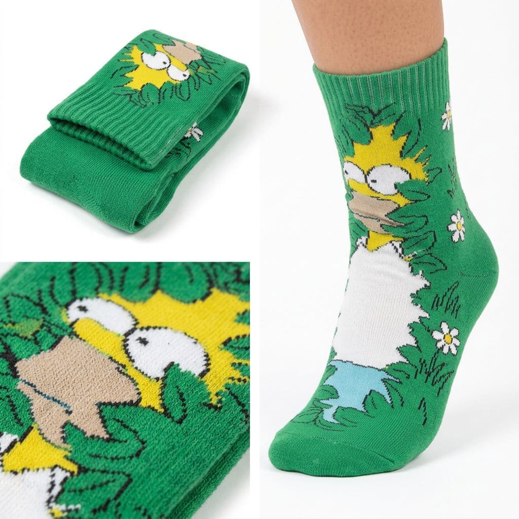 Meia Divertida Cano Longo Estampada frio Personagem Simpsons Tamanho Unico 35 a 44