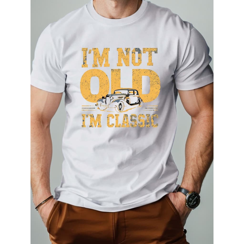 Camiseta Masculina I'm Not Old, I'm Classic Algodão Gola Redonda Casual Camisa Old School Blusa
