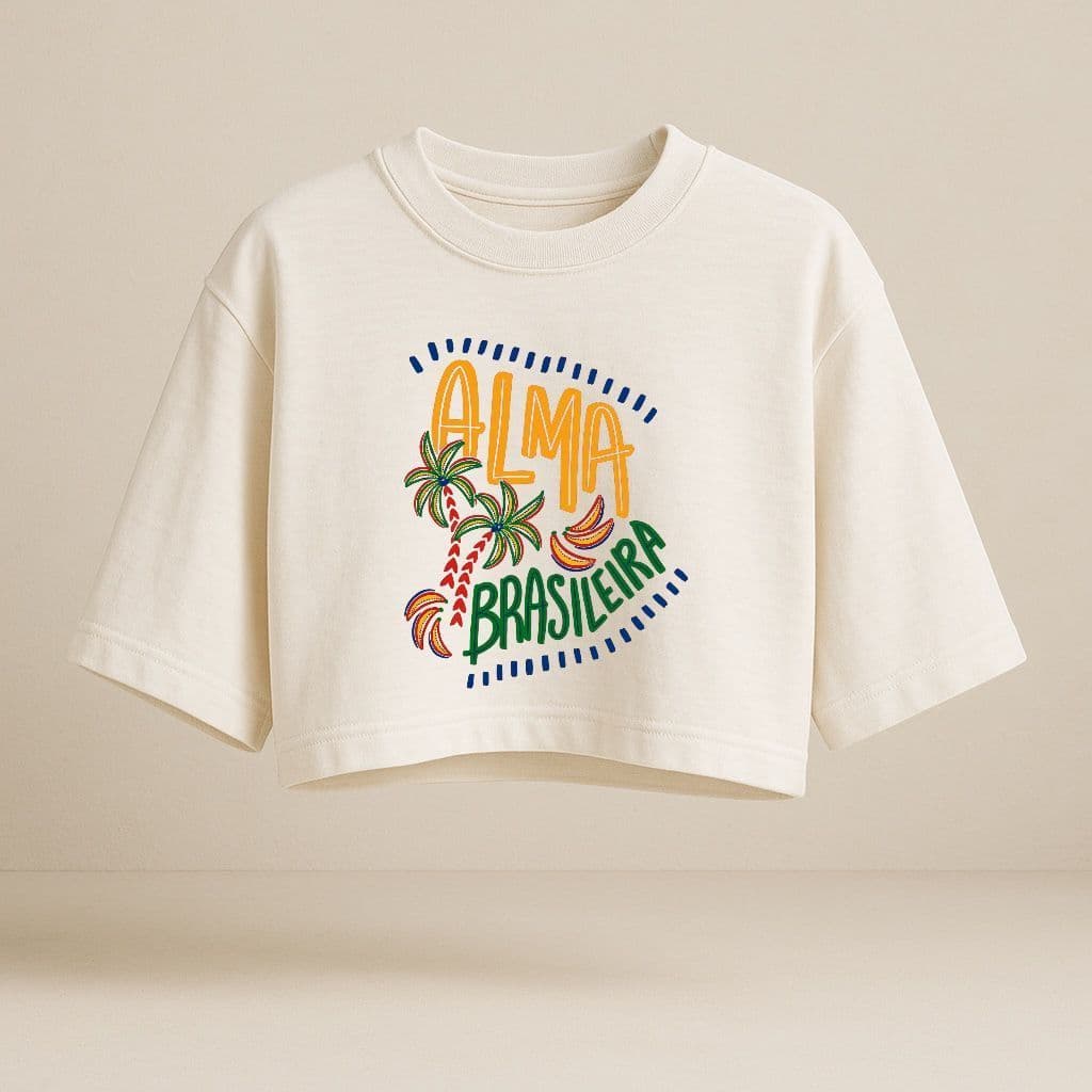 Cropped Blusa Over Sized Look Feminino Estampado Estiloso Tendencia