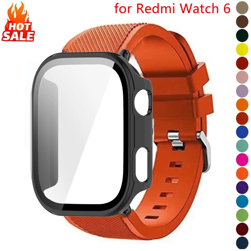 Capa Para PC + Pulseira De Silicone Esportiva Compatível Com Redmi Watch 6 Sarja + Protetor De Tela Completa Amorteced